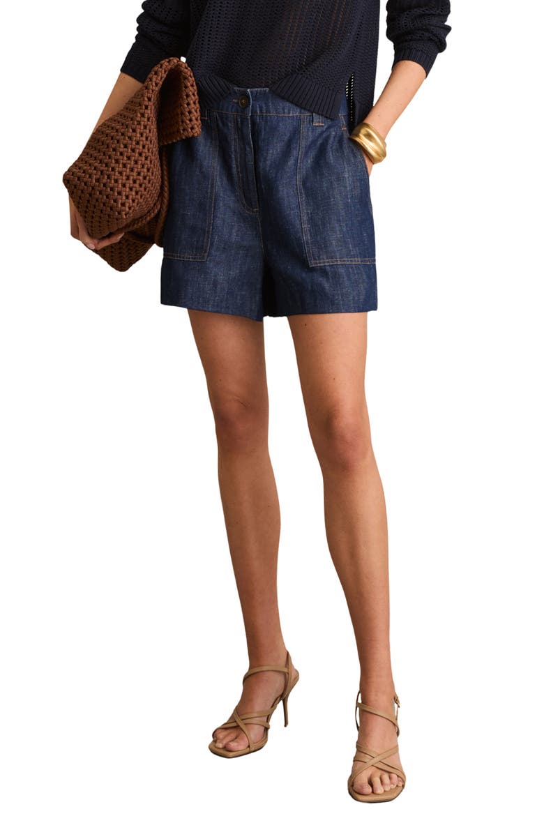 Ashby Linen Shorts, Main, color, INDIGO