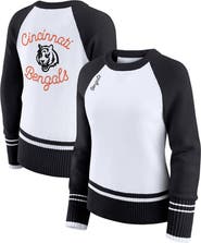 WEAR by Erin Andrews Women's WEAR by Erin Andrews White/Black Cincinnati Bengals Colorblock Raglan Sweater