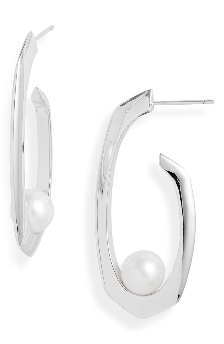 Kendra Scott Rowan Freshwater Pearl Hoop Earrings, Main, color,