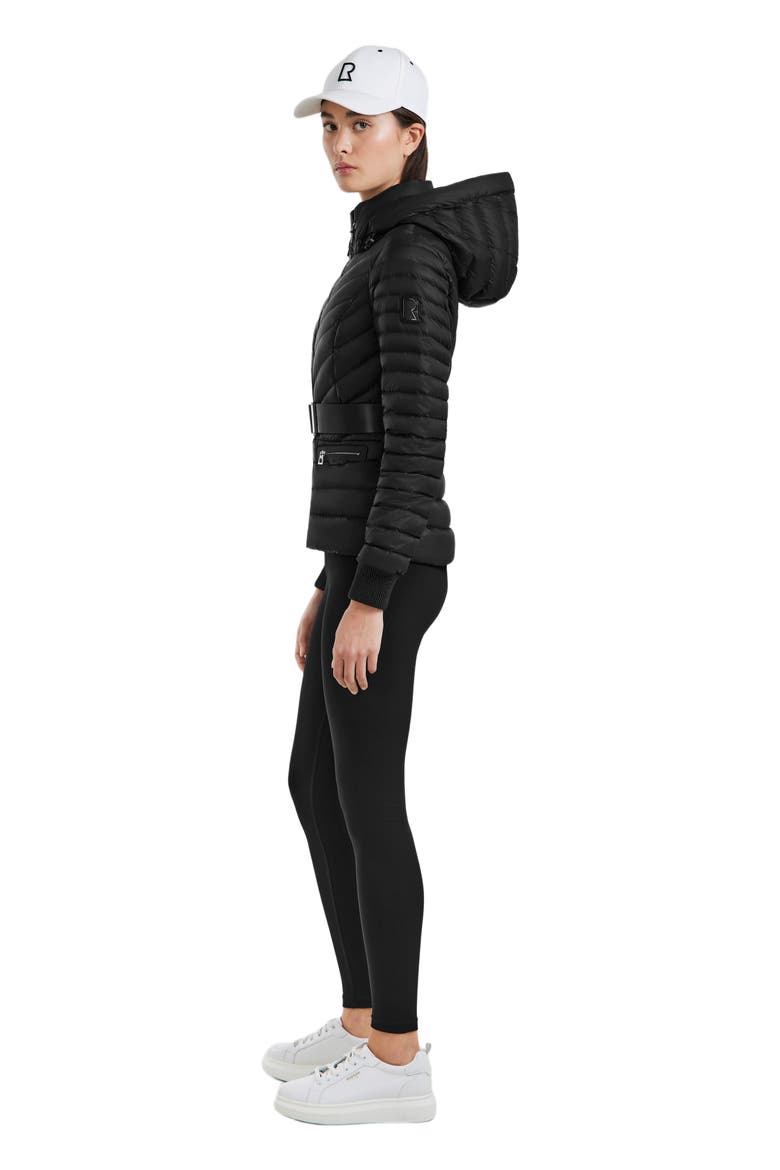 SCARLETT WOMEN'S QUILTED LIGHT DOWN JACKET WITH REMOVABLE BELT, Alternate, color, Black
