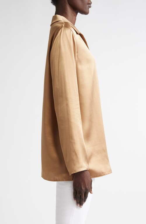 Lafayette 148 New York Silk Charmeuse Popover Top In Brown
