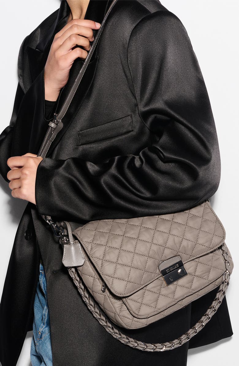 MZ Wallace Medium Crosby Lock Quilted Nylon Crossbody Bag, Alternate, color, Morning Dove
