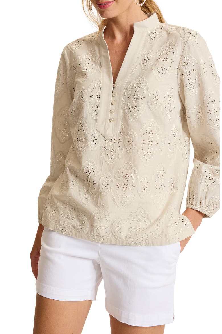 Schiffli Eyelet Top, Alternate, color, CAMEO