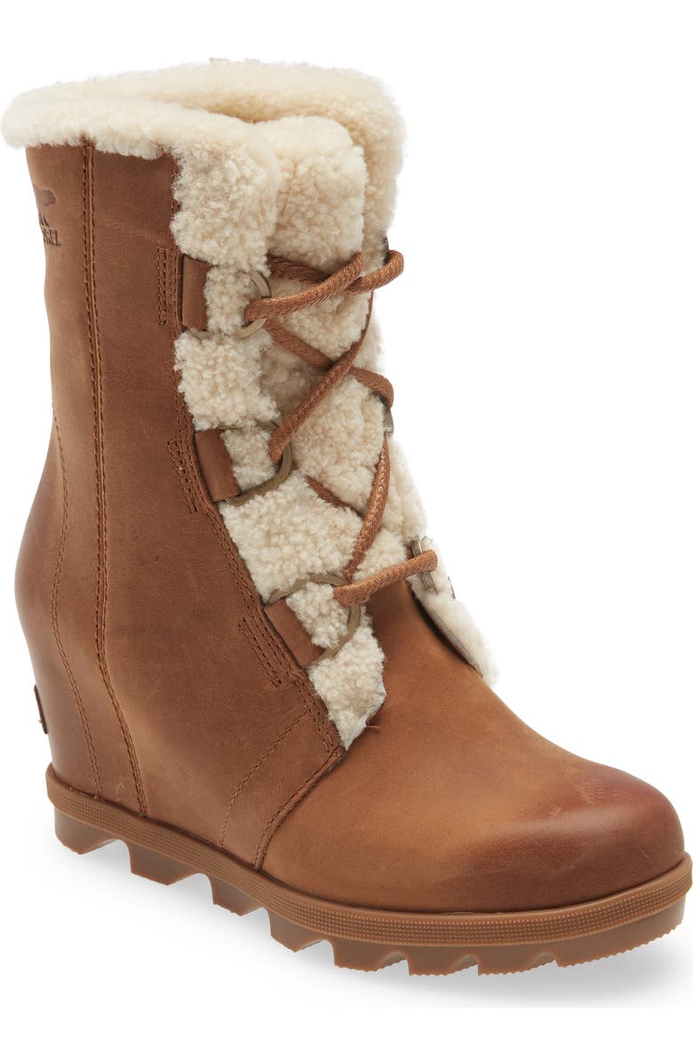 SOREL Joan of Arctic<sup>™</sup> Wedge II Genuine Shearling Lace-Up Boot, Main, color,