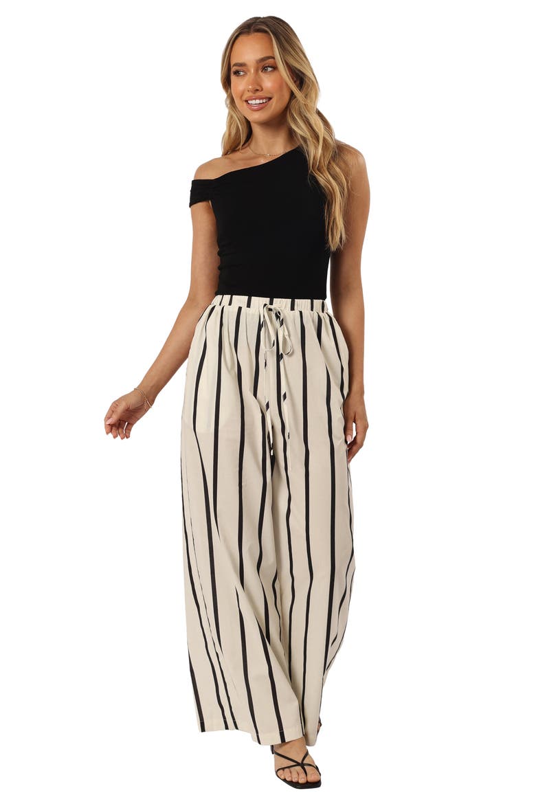 Silvia Stripe Wide Leg Cotton Drawstring Pants, Alternate, color, CREAM STRIPE