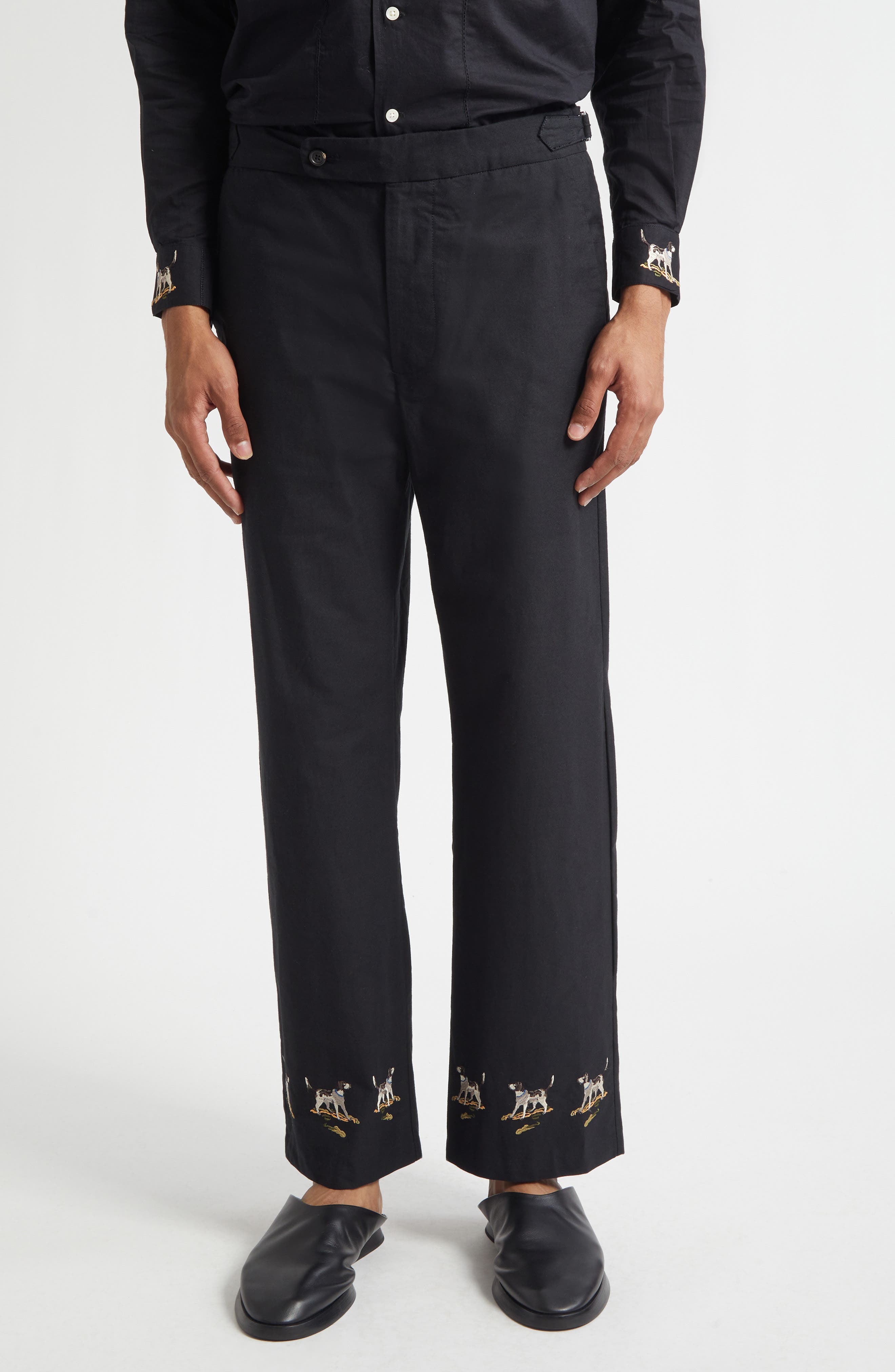 Pointer Side Buckle Cotton Trousers