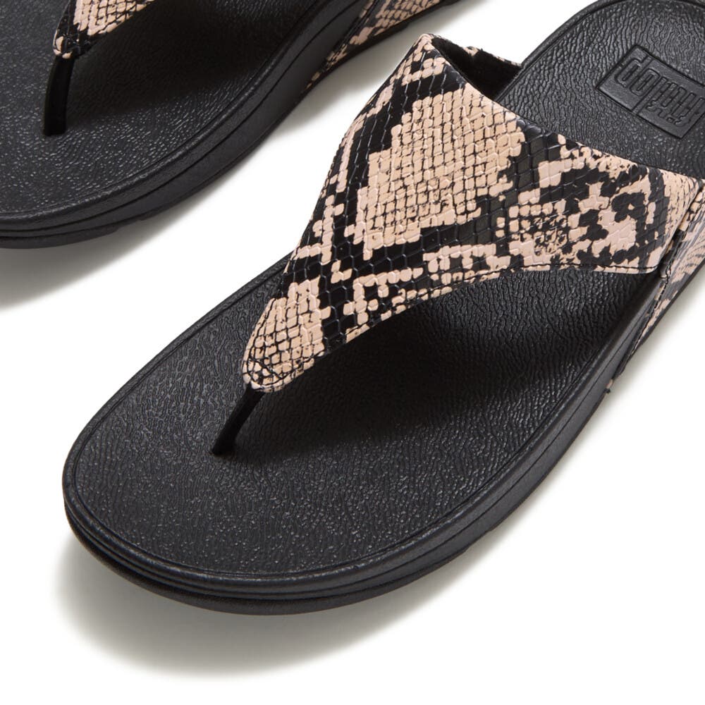 Lulu Snake Toe-Post Sandals, Alternate, color, Hazy Taupe/Black