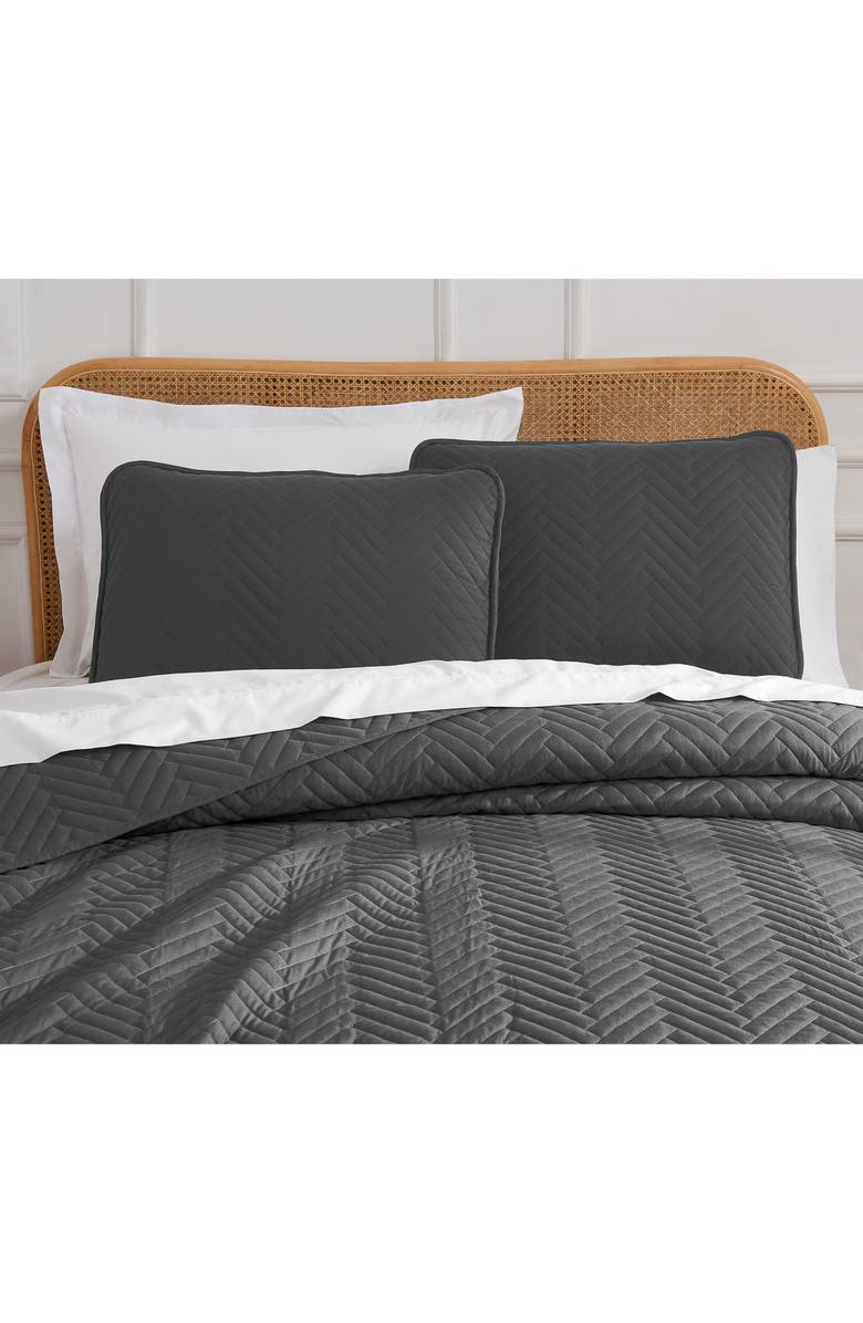 SOUTHSHORE FINE LINENS Chevron Quilt Set, Alternate, color, Slate