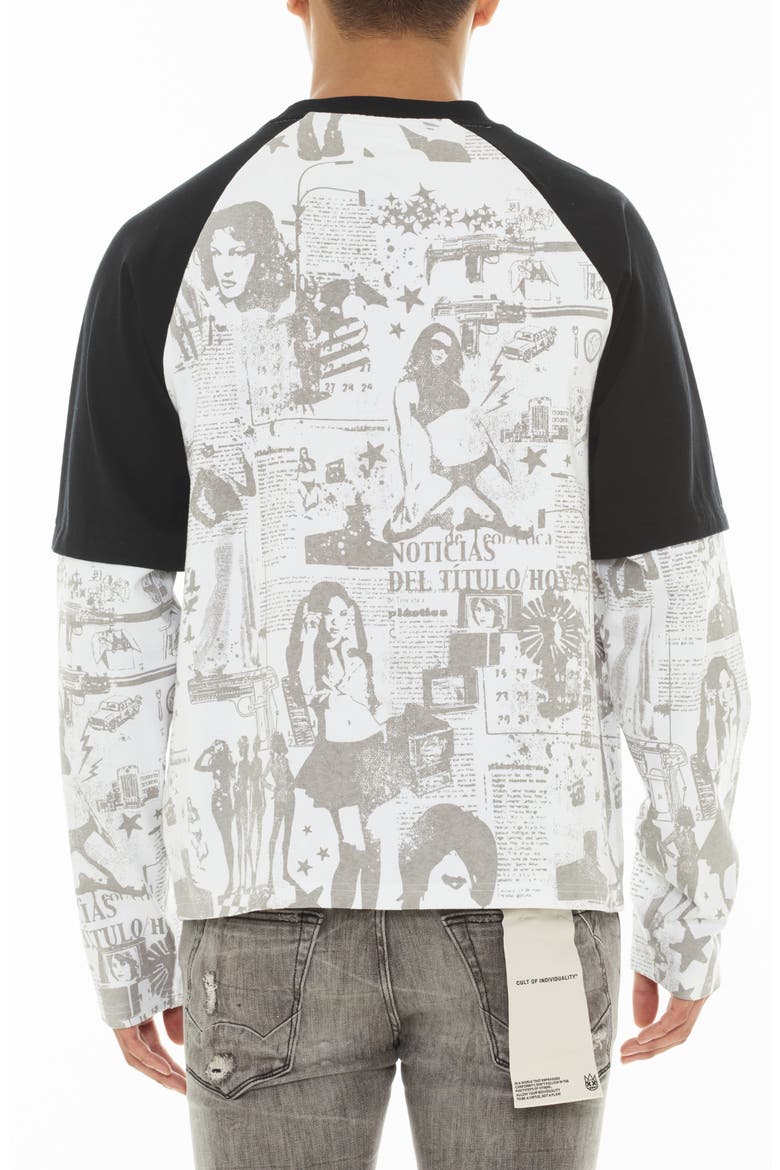 Layered Long Sleeve Raglan T-Shirt, Alternate, color, WHITE