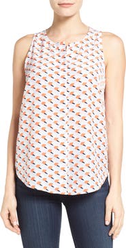 Halogen® Button Front Print Tank