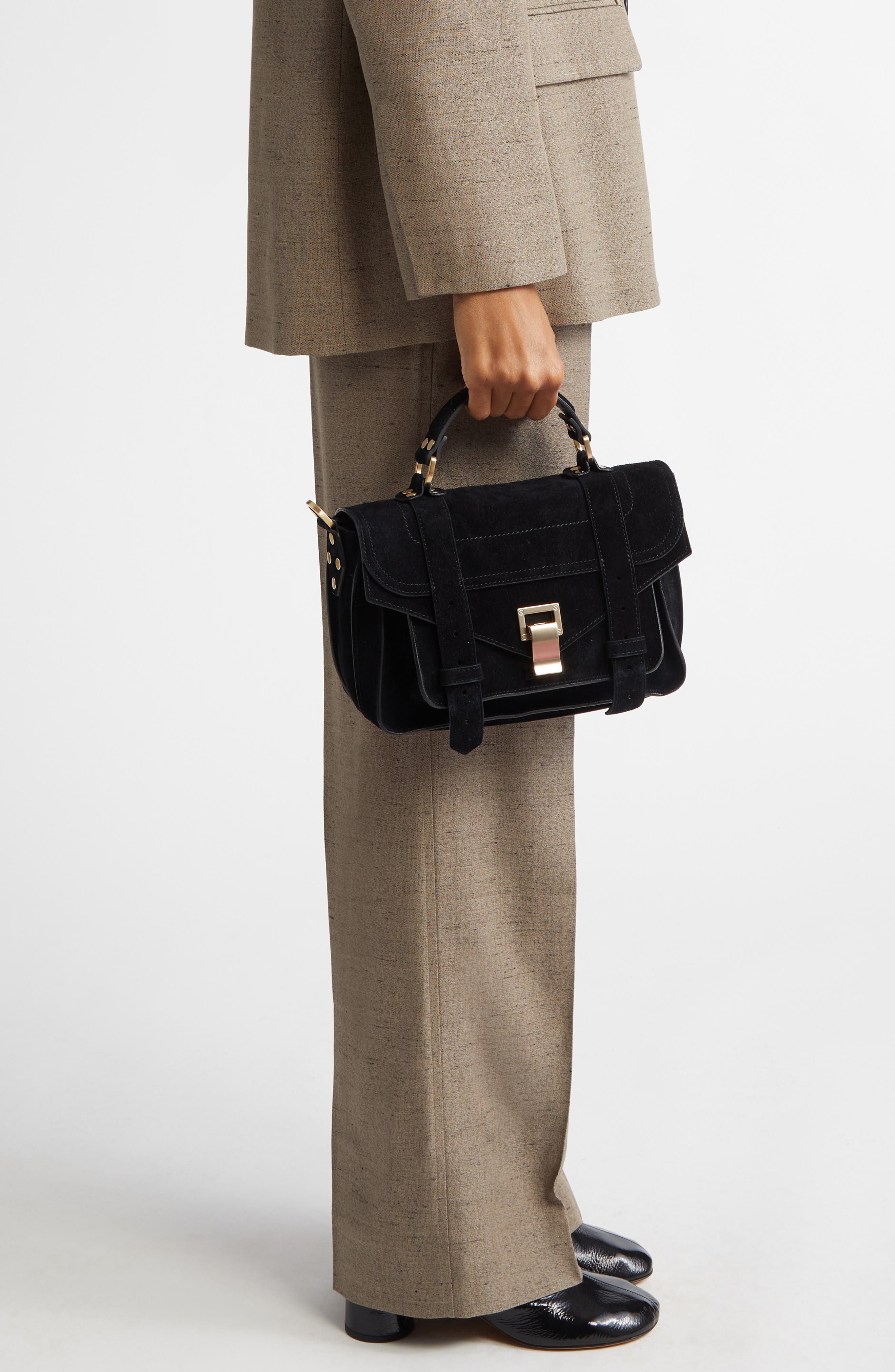 Proenza Schouler Mini PS1 Suede Crossbody Bag, Alternate, color, 
