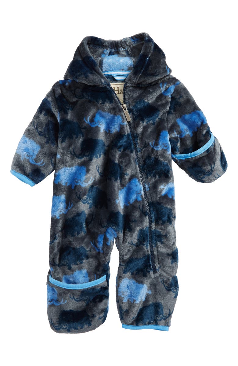 Hatley Mammoth Print Fuzzy Fleece Bundlers Snowsuit, Main, color, 
