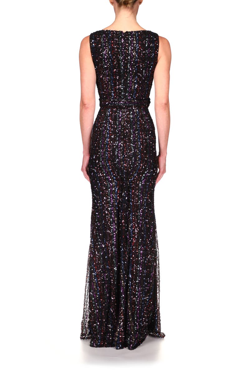 Badgley Mischka Collection Badgley Mischka Stripe Sequin Gown, Alternate, color, 