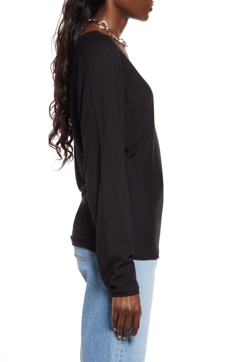 Open Edit Semisheer V-Neck Dolman Sleeve Sweater, Alternate, color, 