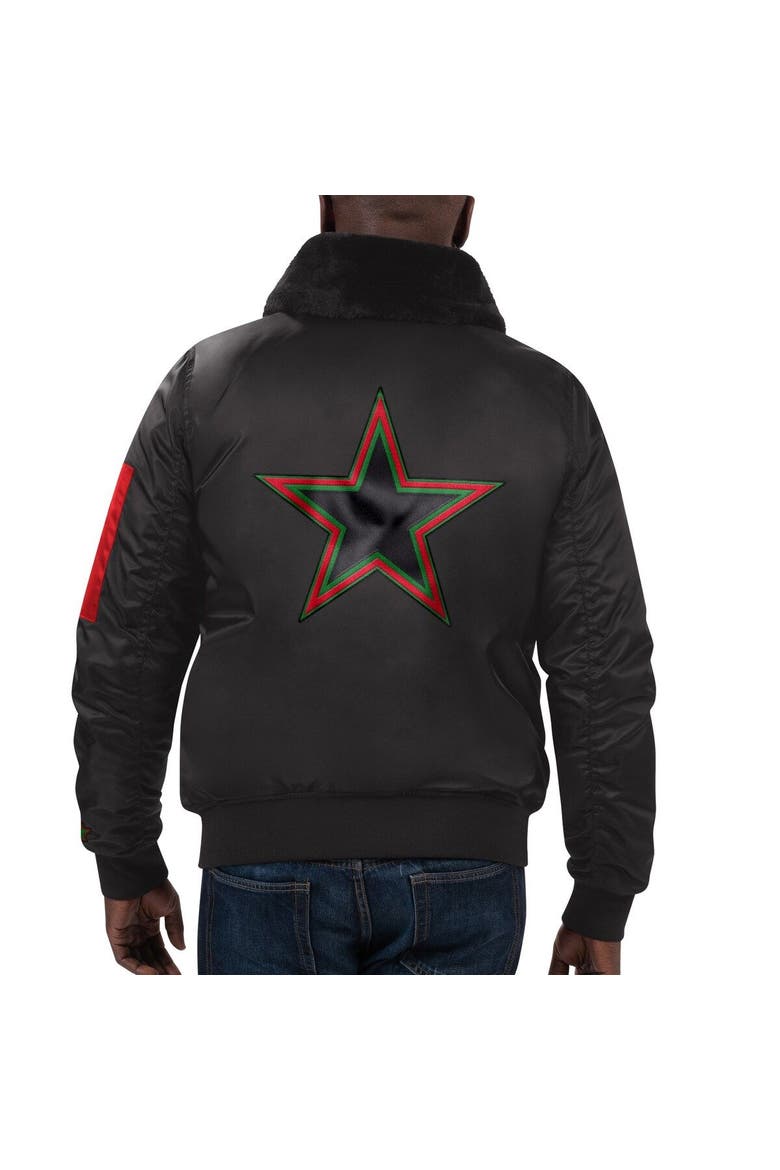 Men's Starter x Ty Mopkins Black Dallas Cowboys Black History Month Satin Full-Zip Jacket, Alternate, color, Black