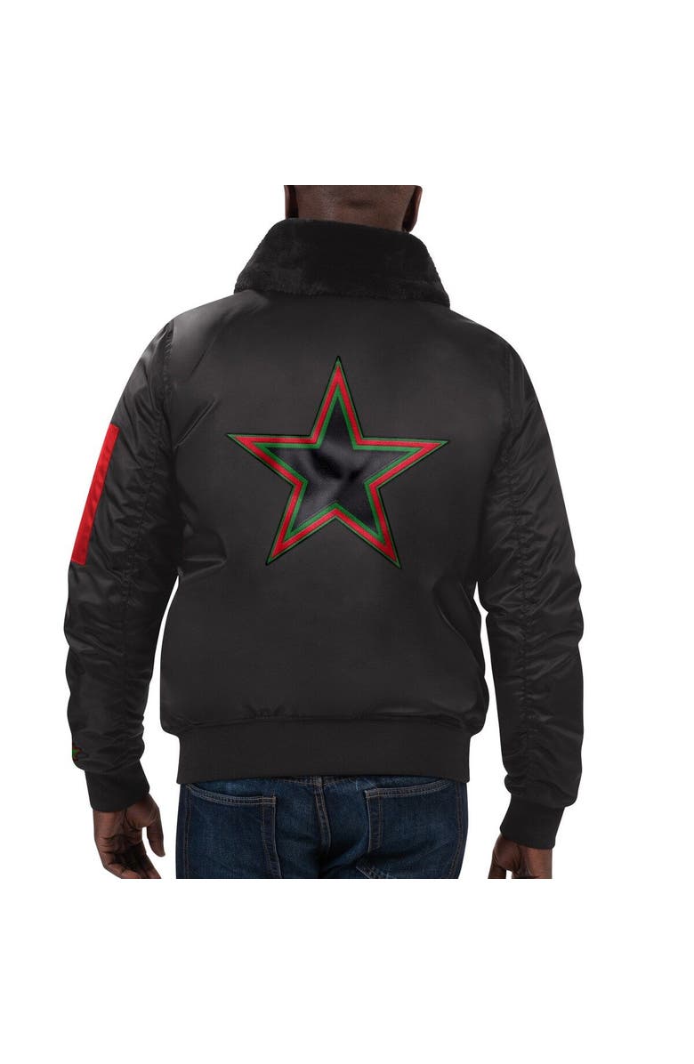 STARTER Men's Starter x Ty Mopkins Black Dallas Cowboys Black History Month Satin Full-Zip Jacket, Alternate, color, 