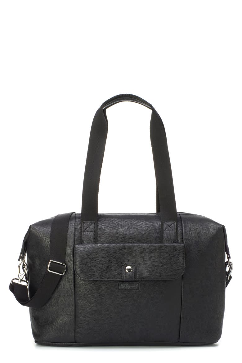 Stef Faux Leather Diaper Bag, Main, color, BLACK