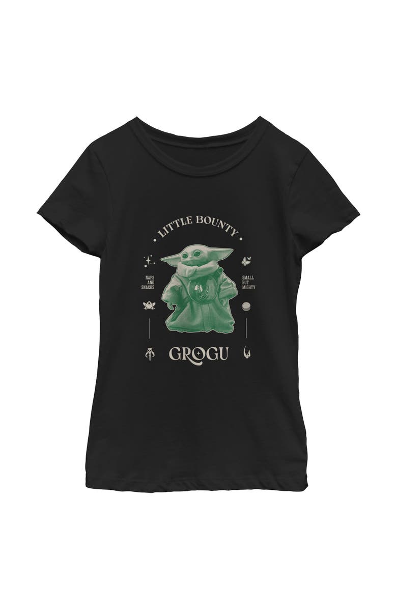 Star Wars: The Mandalorian and Grogu Girl's Star Wars The Mandalorian and Grogu Little Bounty Small But Mighty Graphic T-Shirt, Main, color, Black