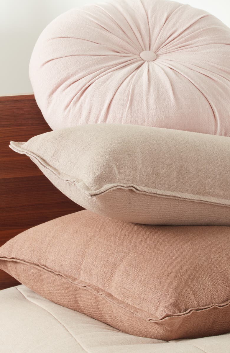 Nordstrom Washed Linen Accent Pillow, Alternate, color, Tan Thread