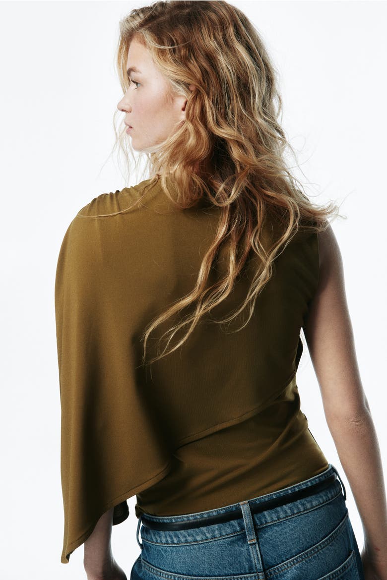 Cape-detail Top, Alternate, color, Dark khaki green
