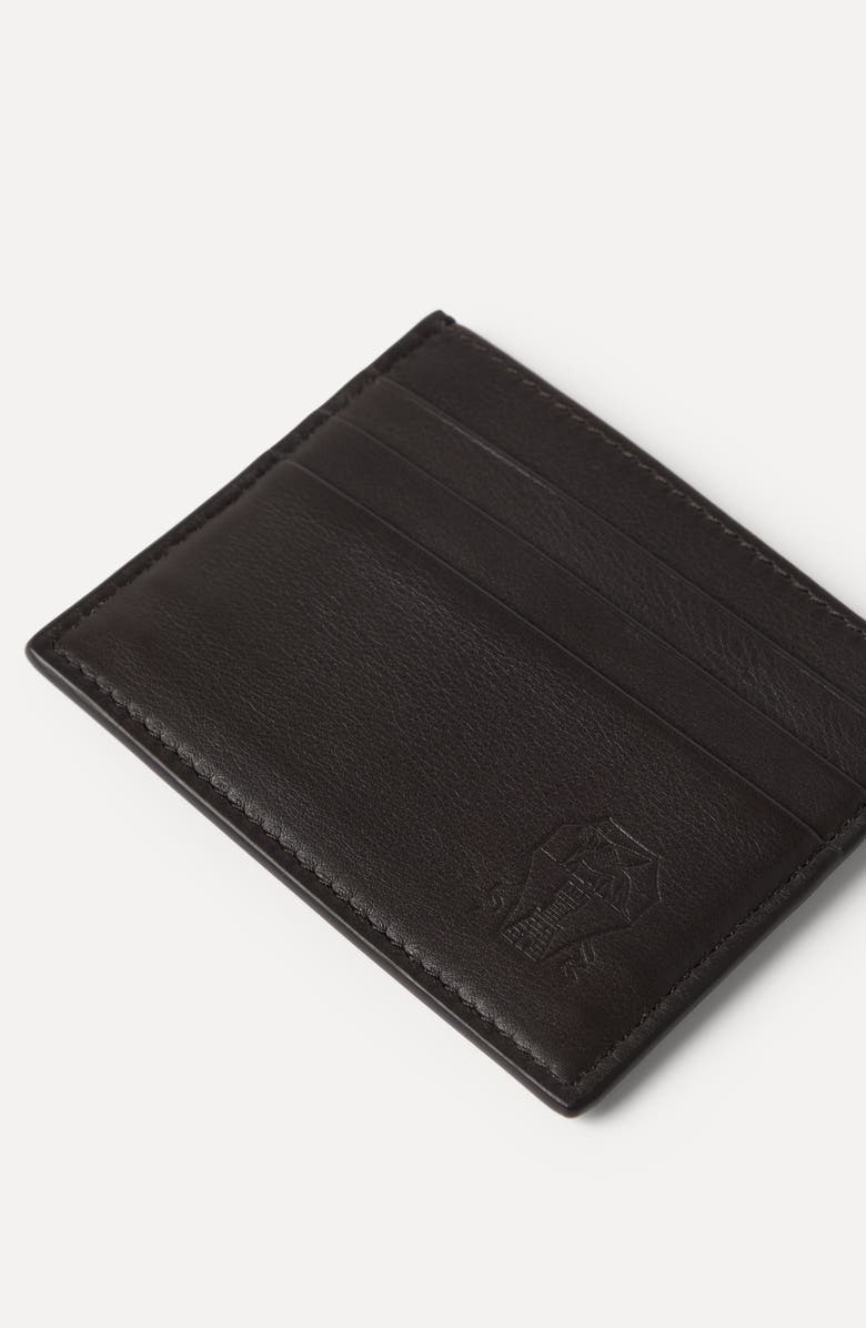 Brunello Cucinelli Calfskin card case, Alternate, color, Brown