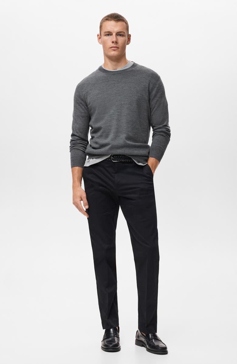 MANGO Crewneck Wool Sweater, Alternate, color, Medium Heather Grey