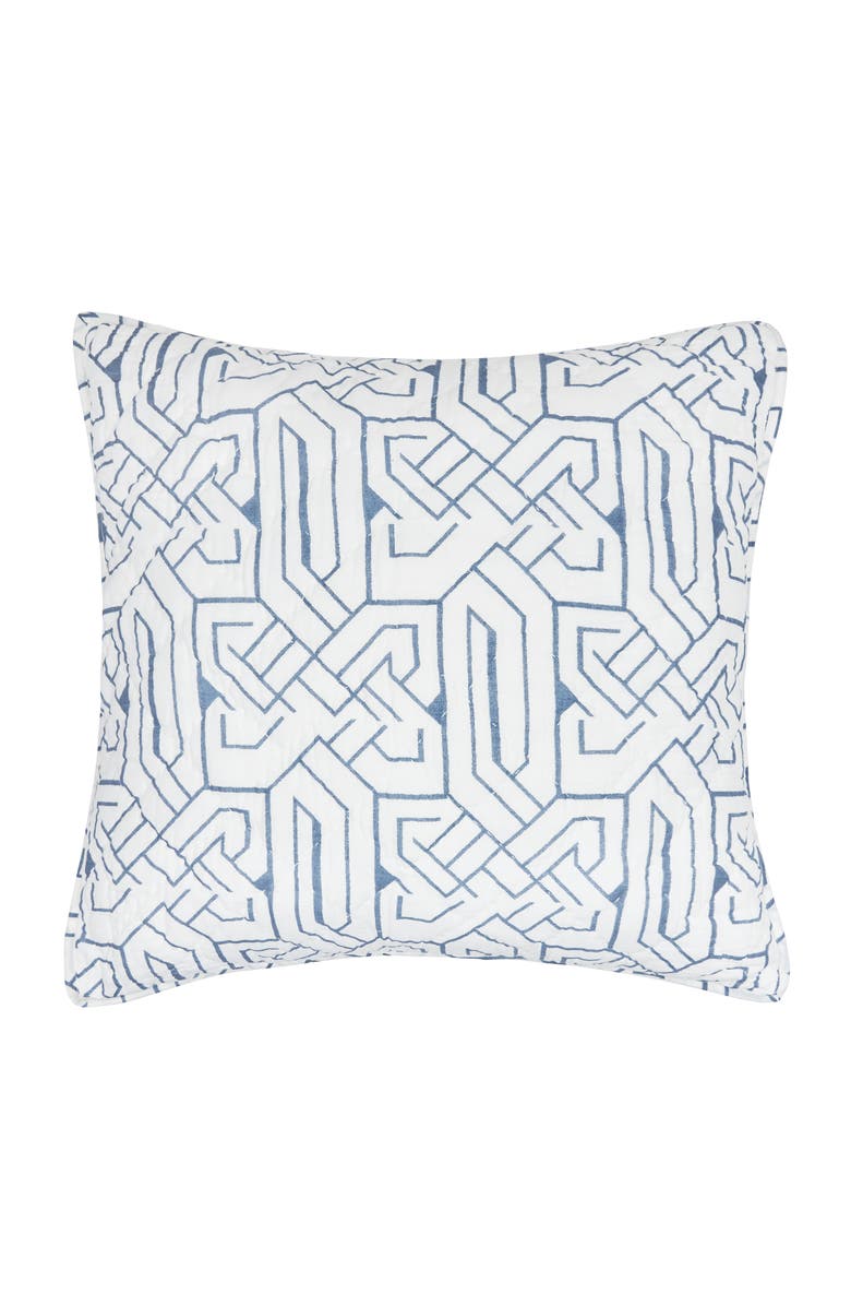 ELISABETH YORK 26" x 26" Marlowe Storm Cotton Euro Sham - Machine Washable, Main, color, White