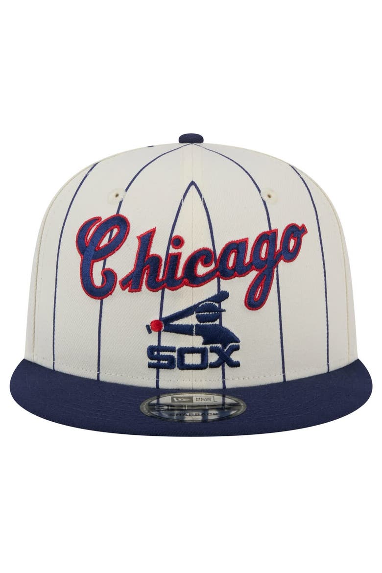 Men's New Era Cream Chicago White Sox Jersey Pinstripe 9FIFTY Snapback Hat, Alternate, color, Cream