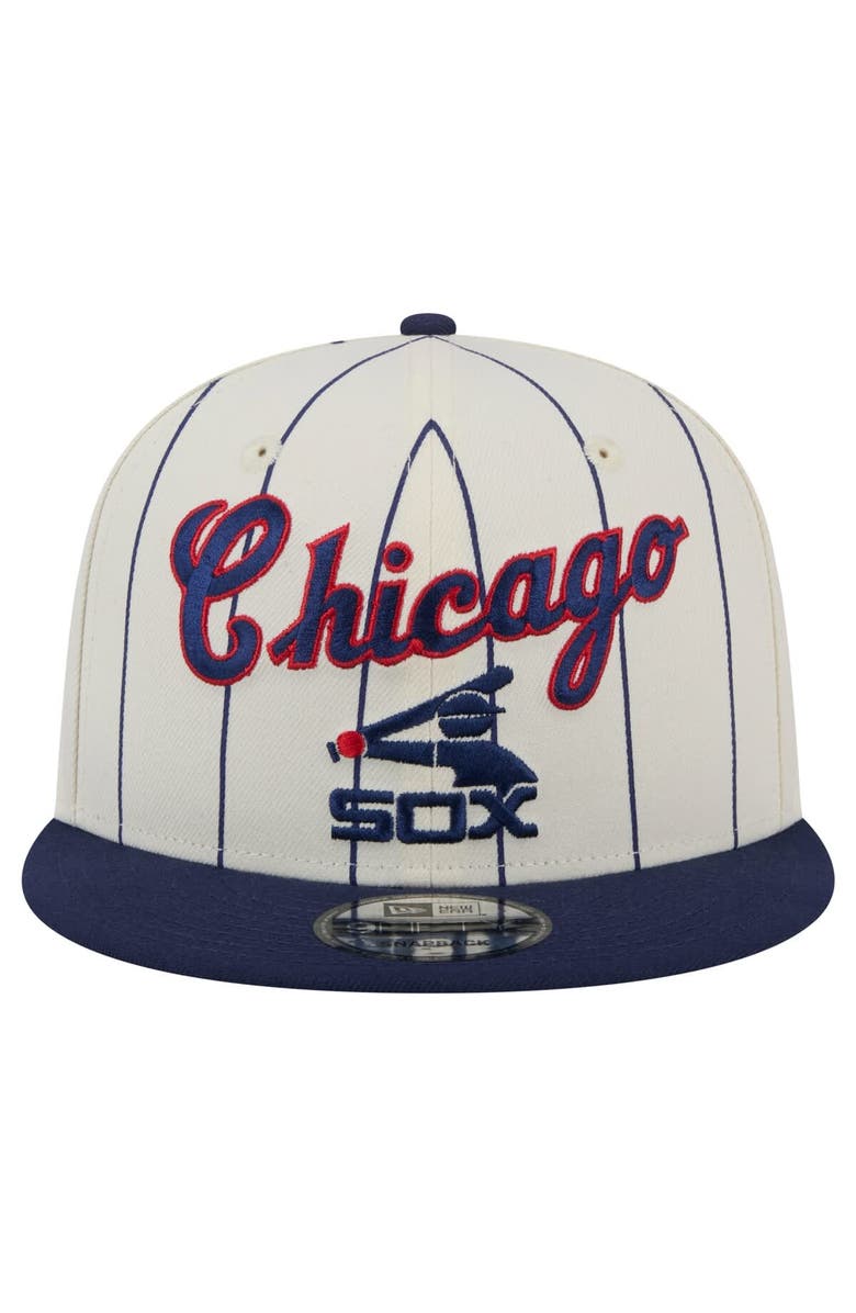 New Era Men's New Era Cream Chicago White Sox Jersey Pinstripe 9FIFTY Snapback Hat, Alternate, color, Cream