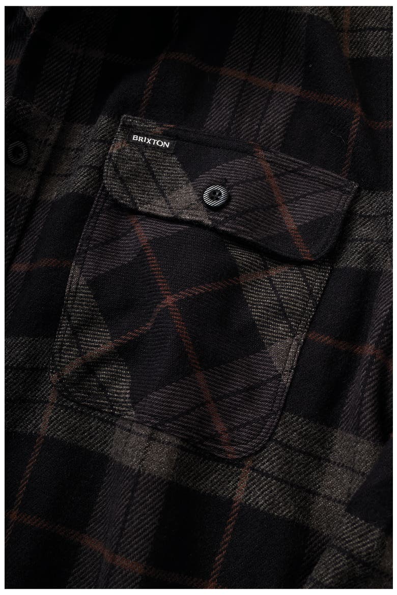 Bowery Slim Fit Plaid Flannel Button-Up Shirt, Alternate, color, BLACK/ CHARCOAL