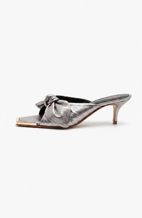Brida Mule Kitten Heel Cosmos Silver