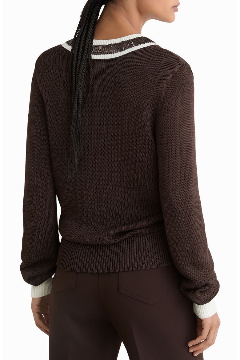 Courtney Beaded Contrast Trim Sweater, Alternate, color, CHOCOLATE BROWN