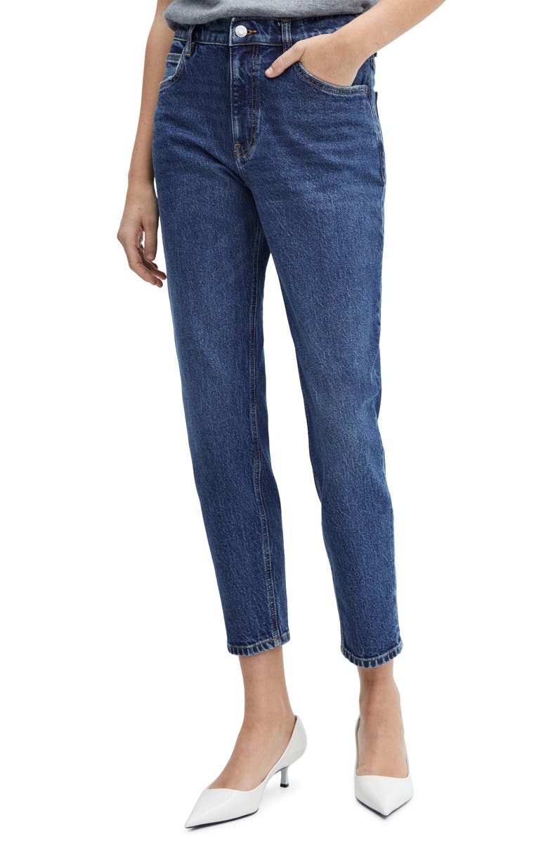 MANGO High Waist Ankle Mom Jeans, Main, color,
