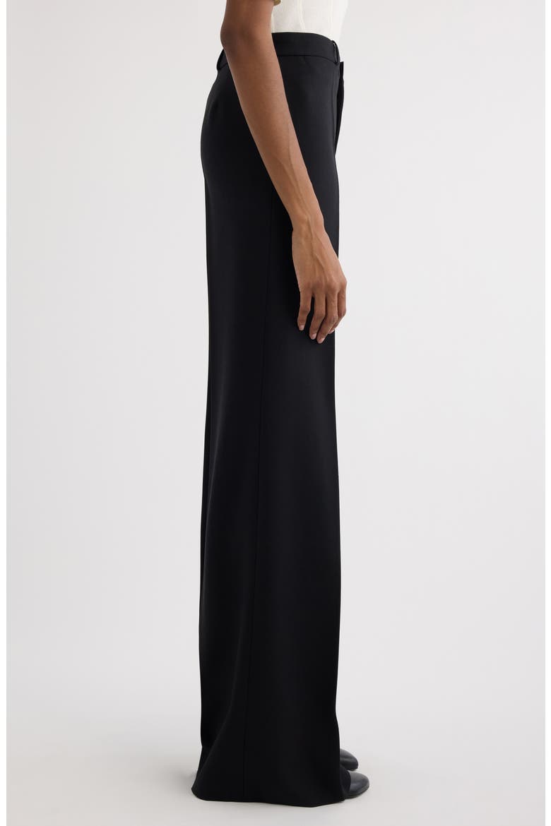 Virgin Wool Crêpe Flare Leg Trousers, Alternate, color, NIGHTFALL GREEN