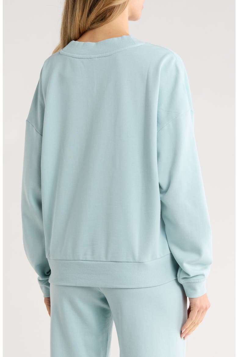 Metallic Logo V-Neck French Terry Sweatshirt, Alternate, color, MINERAL