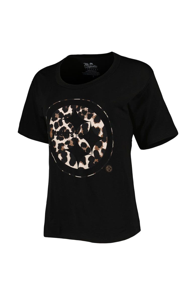 Women's Majestic Threads T.J. Watt Black Pittsburgh Steelers Leopard Player Name & Number T-Shirt, Alternate, color, Black
