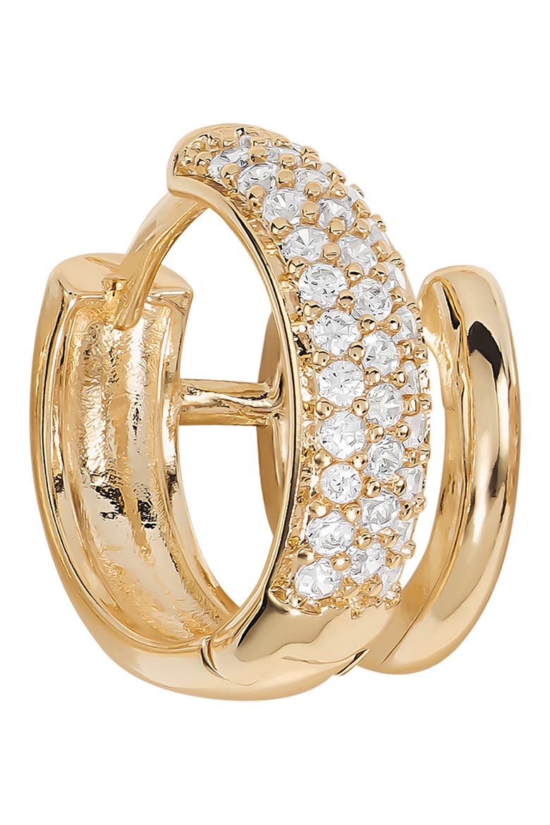 Cubic Zirconia Huggie Hoop Earrings, Alternate, color, GOLD