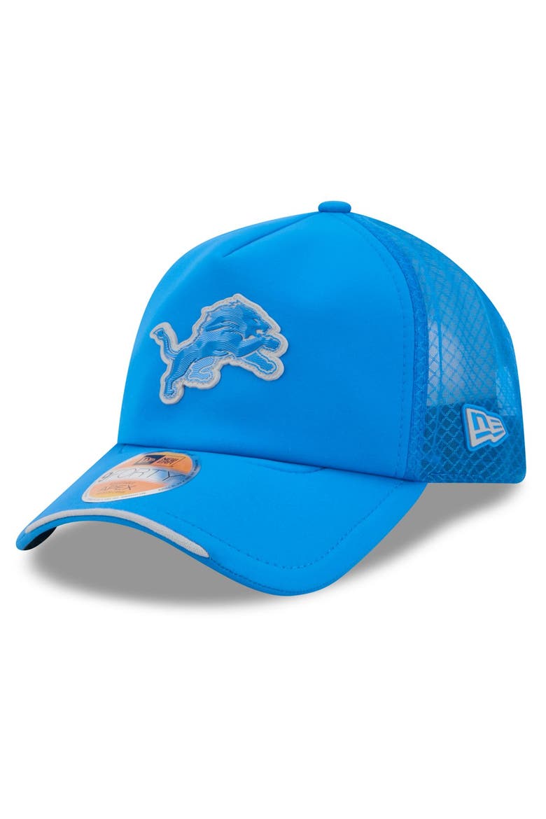 Men's New Era Blue Detroit Lions 2026 Sideline Apex 9FORTY Adjustable Trucker Hat, Main, color, Blue
