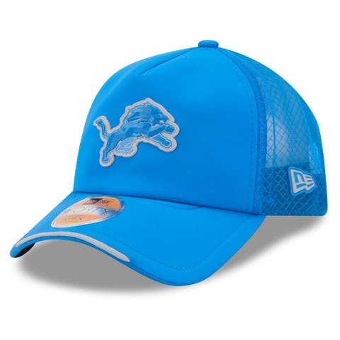 Men's New Era Blue Detroit Lions 2026 Sideline Apex 9FORTY Adjustable Trucker Hat