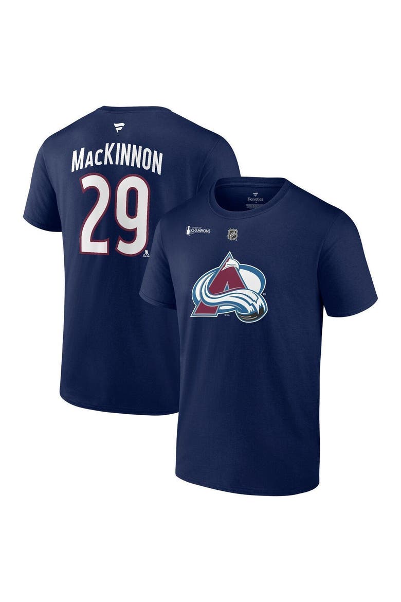 Men's Fanatics Branded Nathan MacKinnon Navy Colorado Avalanche 2022 Stanley Cup Champions Big & Tall Name & Number T-Shirt, Alternate, color, Navy