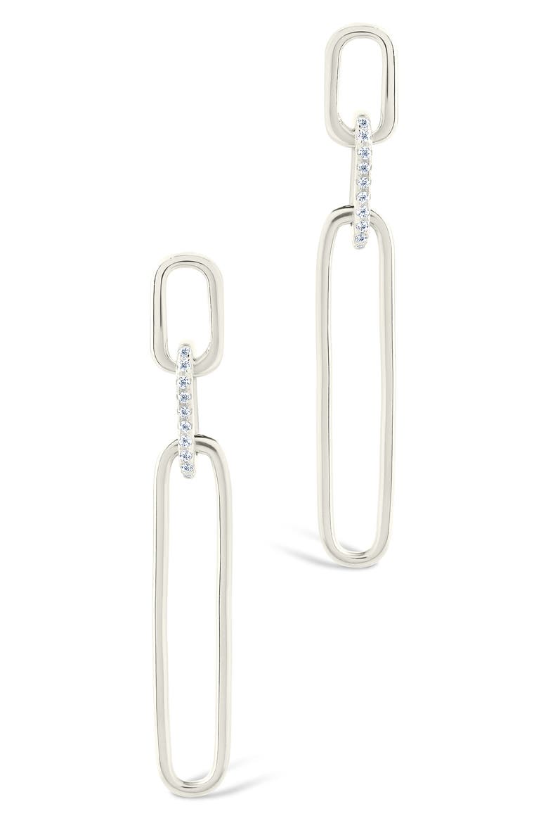 Chelle Cubic Zirconia Mix Link Drop Earrings, Alternate, color, SILVER