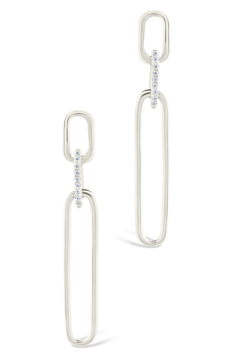Sterling Forever Chelle Cubic Zirconia Mix Link Drop Earrings, Alternate, color, Silver