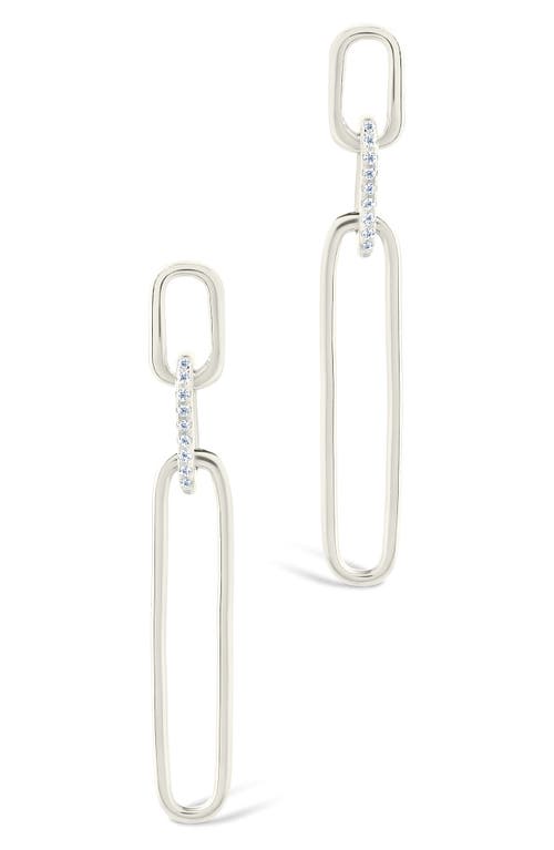 Sterling Forever Chelle Cubic Zirconia Mix Link Drop Earrings In Silver