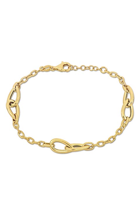 18K Gold Plated Sterling Silver Station Chain Bracelet