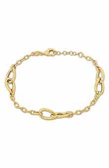 DELMAR 18K Gold Plated Sterling Silver Station Chain Bracelet