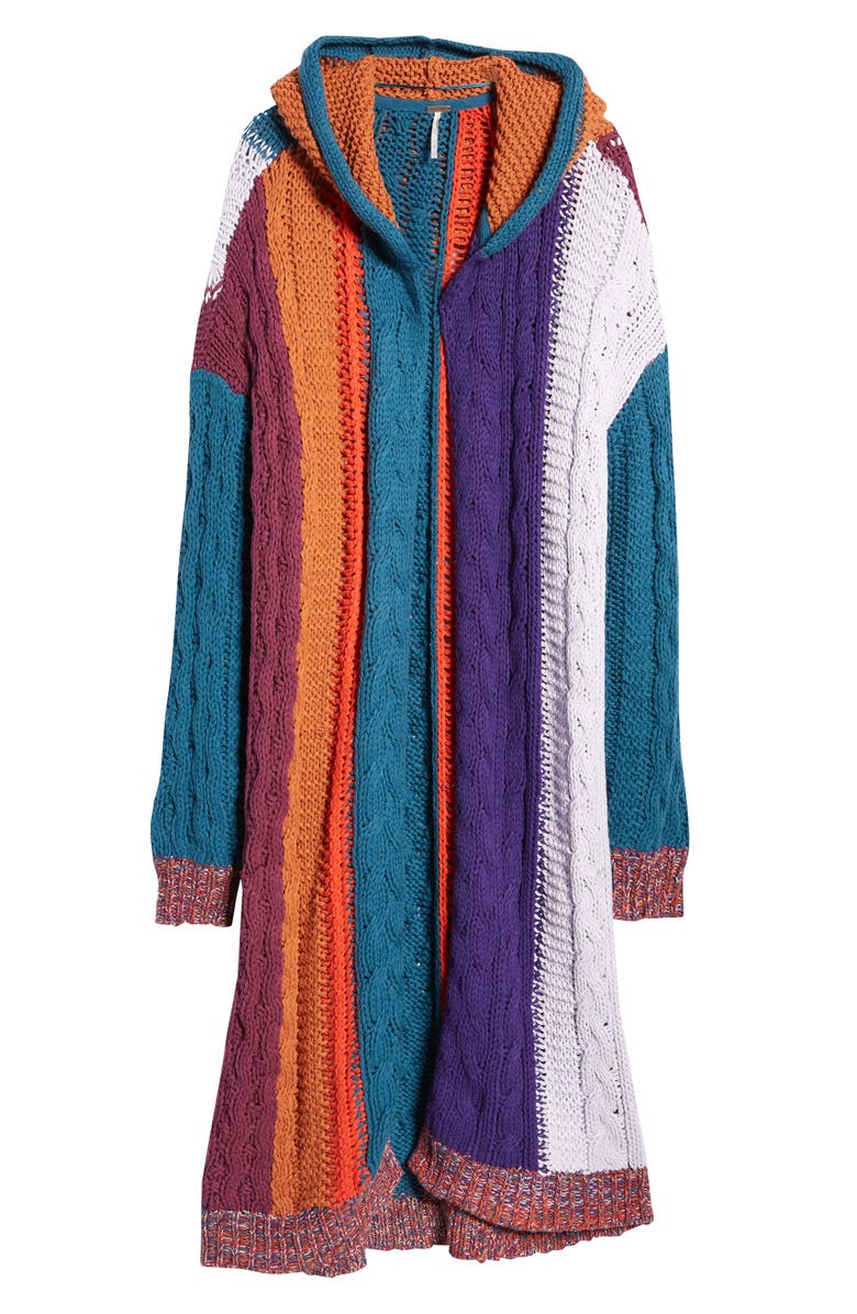 Free People Hearts on Fire Stripe Hooded Long Cardigan, Alternate, color, 
