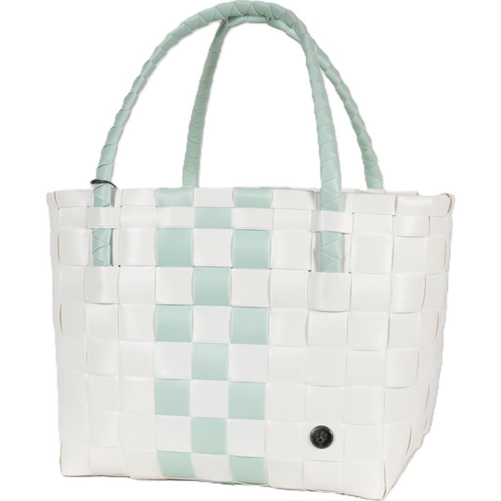 Handed By Paris Whites Recycled Tote Bag In White/soft Mint