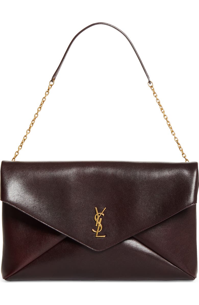 Saint Laurent XXL Cassandre Leather Envelope Shoulder Bag, Main, color, Rouge Cabernet