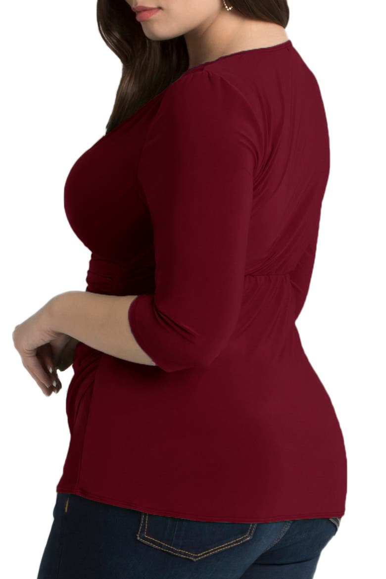 Faux Wrap Top, Alternate, color, BURGUNDY