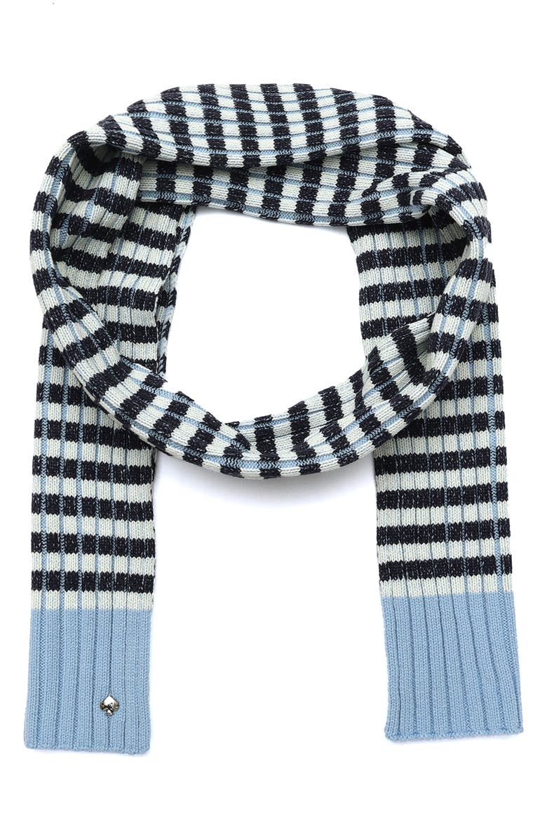 Kate Spade New York stripe rib scarf, Main, color, Blue Multi